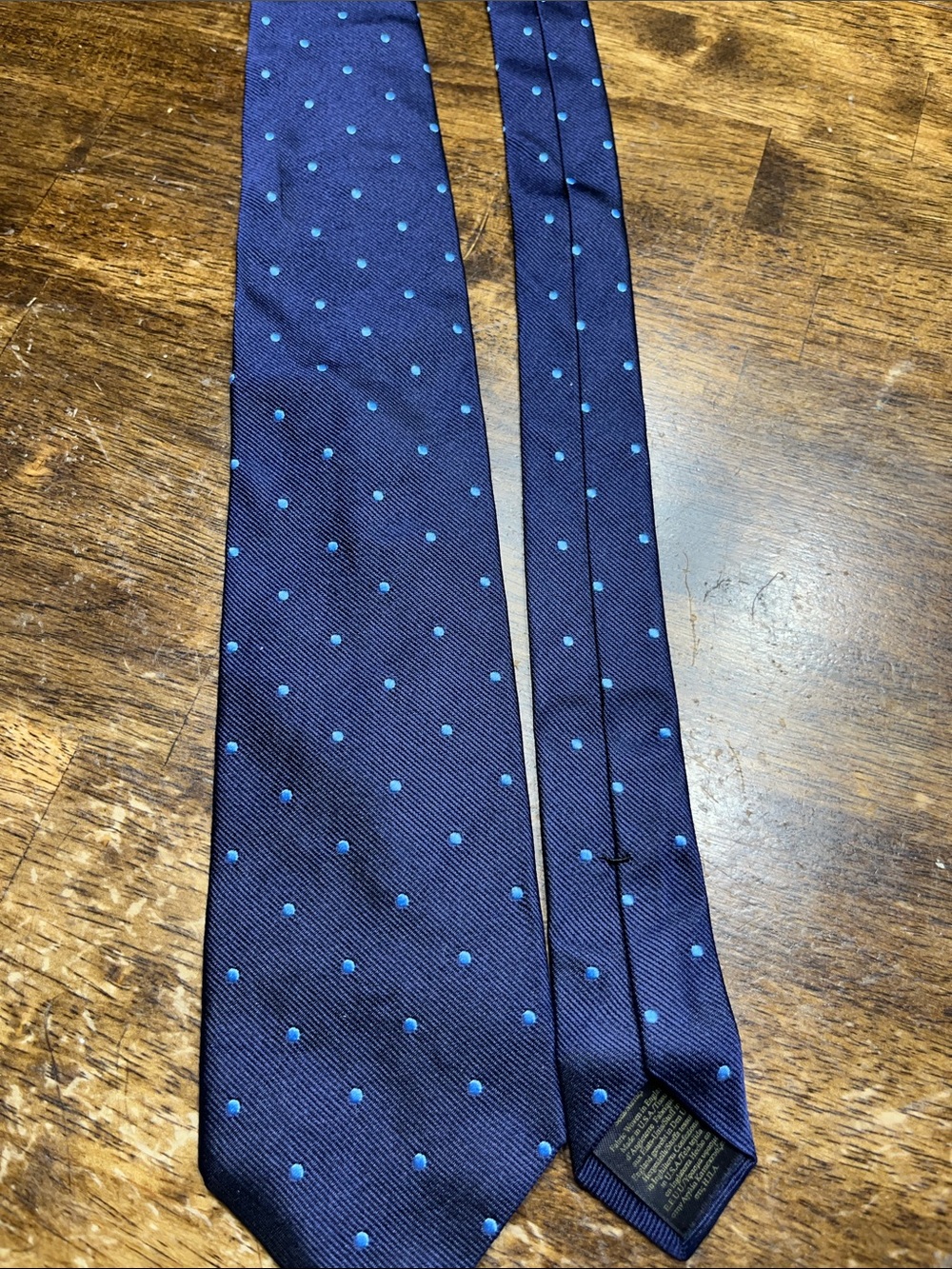 Brooks Brothers Navy Tie with Light Blue Polka Dots
